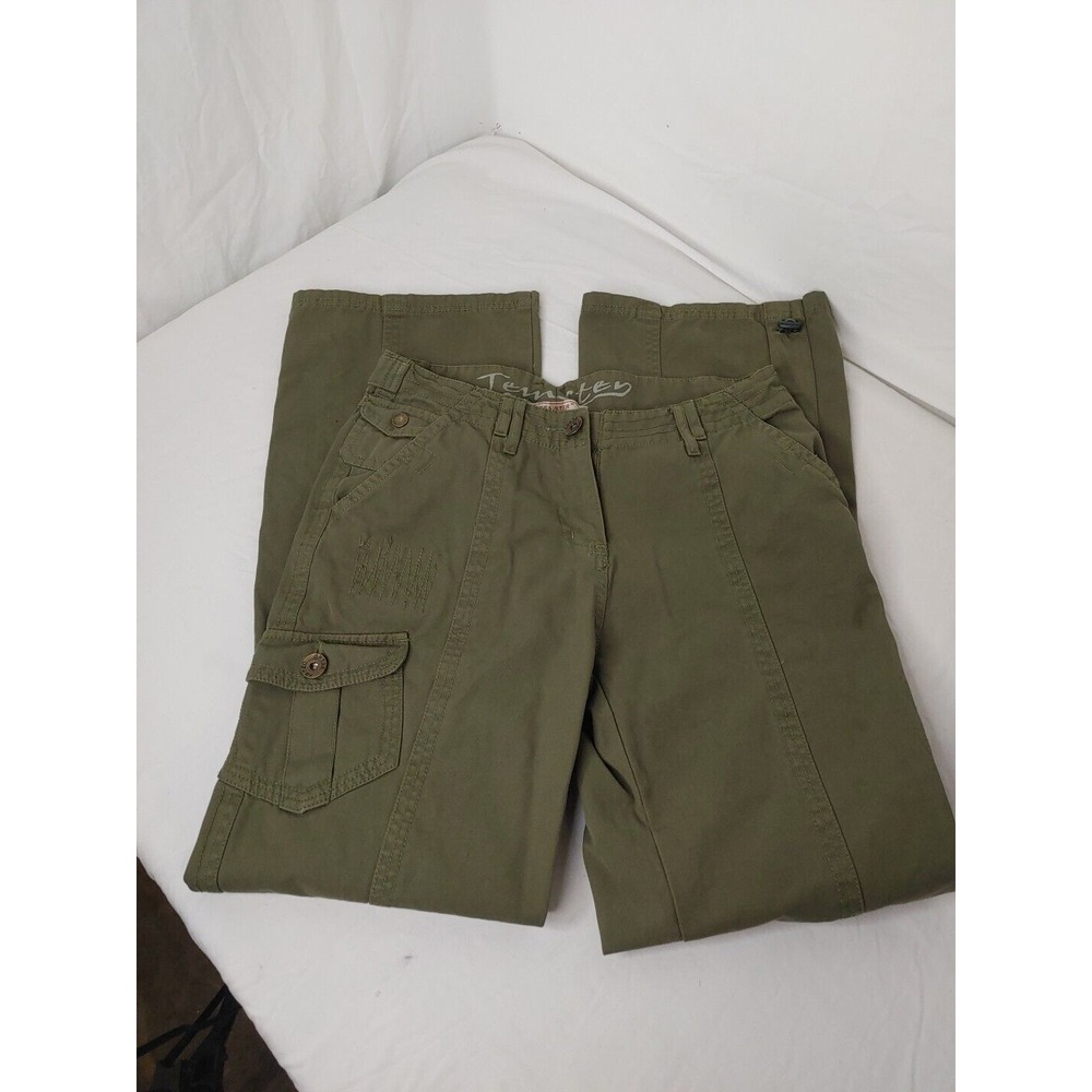 Wide Leg Cotton‎ Cargo Combat Casual Trousers Flare Women's Pant L Temster